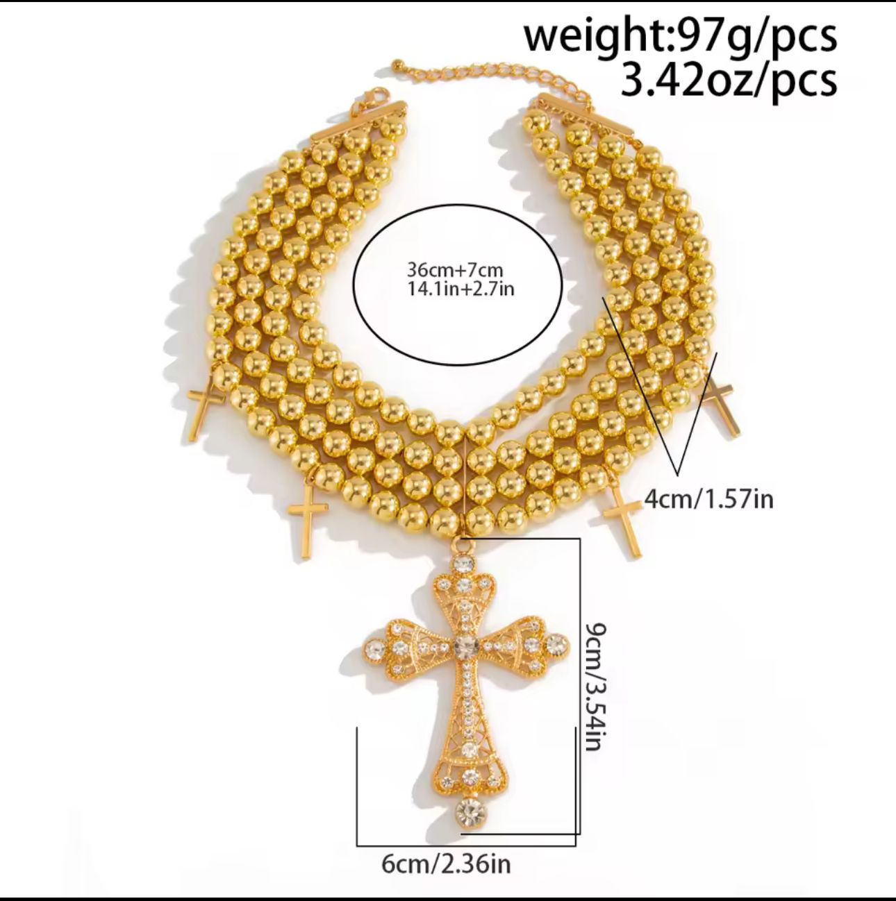 Sally Exaggerated Inlaid Rhinestone Big Cross