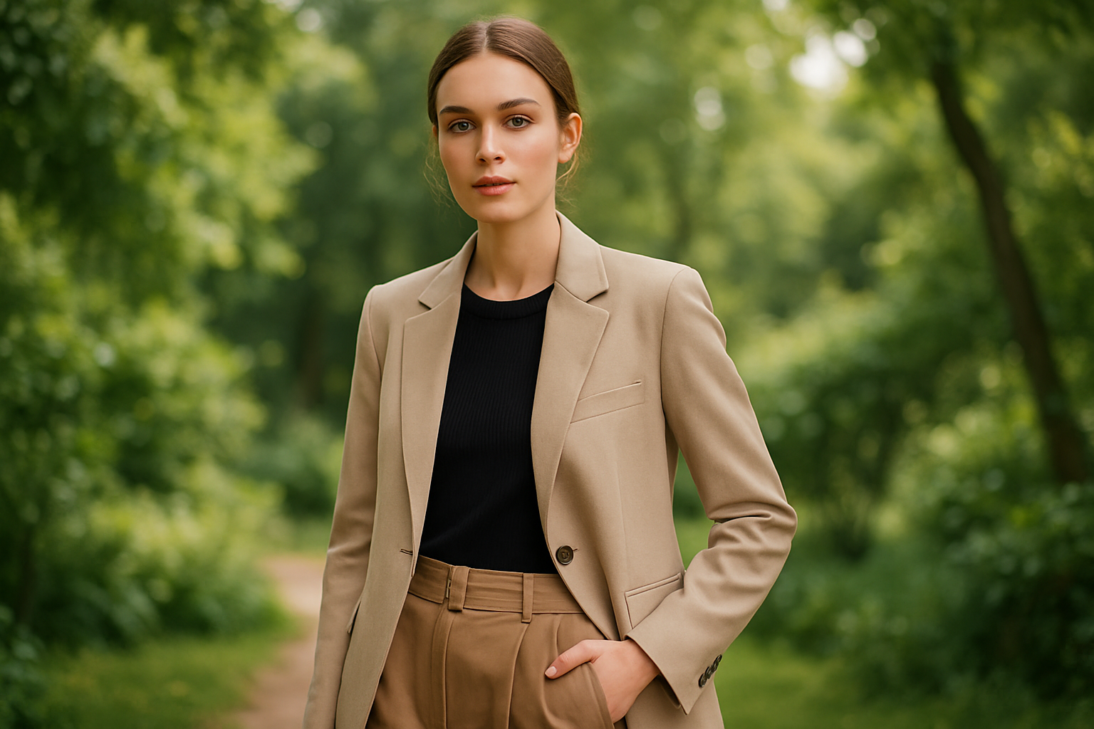 a image with natural background with model wear cloth
